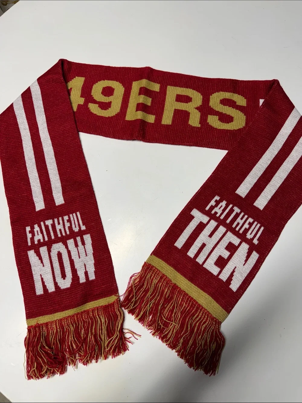San Francisco 49ers faithful knit winter Gameday scarf red & gold unisex